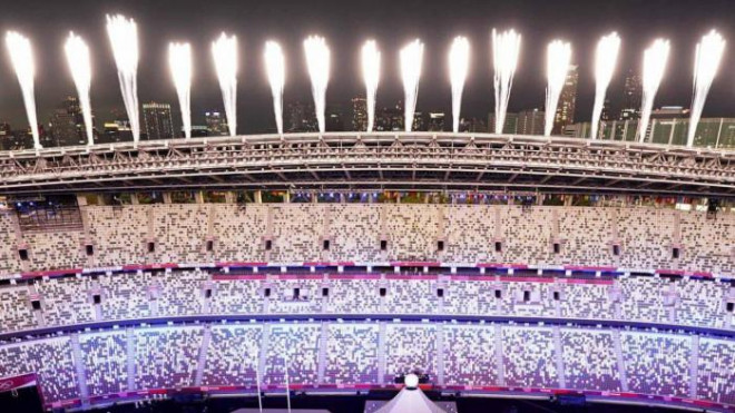 Chùm ảnh: Olympic 2021 khai mạc đầy sắc màu, không một bóng khán giả - 1