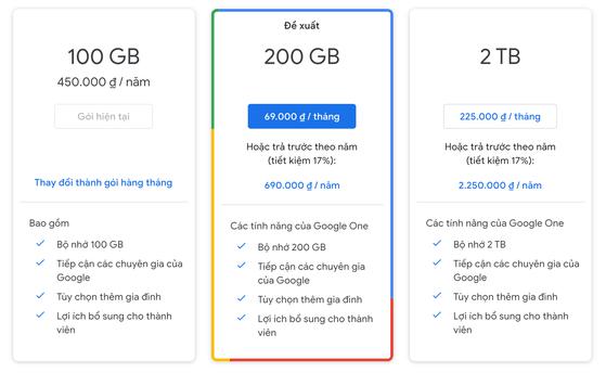 Nâng cấp dung lượng lưu trữ nếu nhu cầu của bạn cao hơn 15 GB. Ảnh: MINH HOÀNG