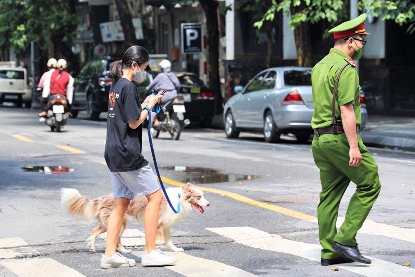 Chị H. dắt chó đi dạo bị xử phạt.