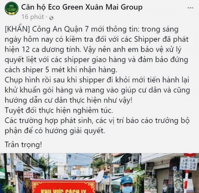 Thông tin đăng tải 12 shipper mắc Covid-19 trên Facebook là bịa đặt