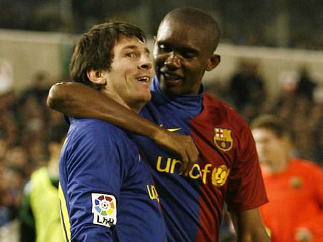 Messi và Eto'o thời còn chơi cùng nhau ở Barca