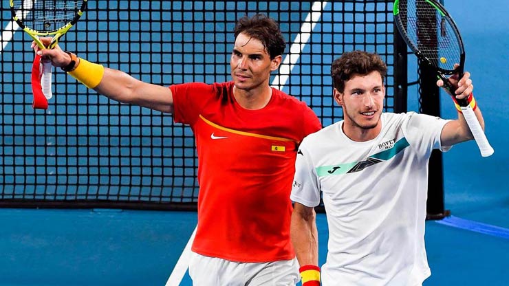 Nadal và Carreno Busta từng sát cánh nhau ở ATP Cup đầu năm nay