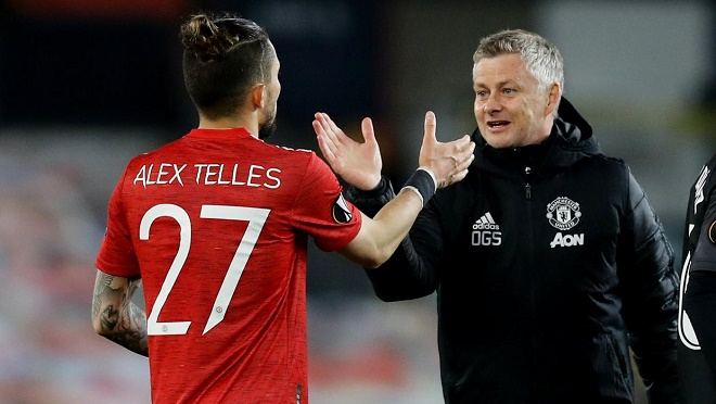 Telles và HLV Solskjaer