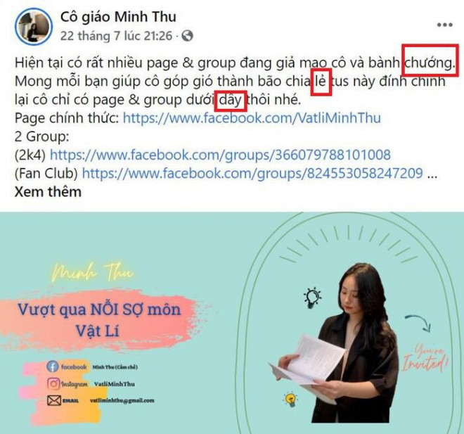 "Cô giáo" Minh Thu bị "bóc phốt" sai liền 3 lỗi chính tả dù chỉ viết vài dòng chữ.