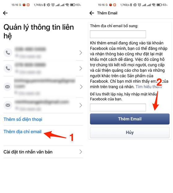 Thêm email mới vào tài khoản Facebook. Ảnh: MINH HOÀNG