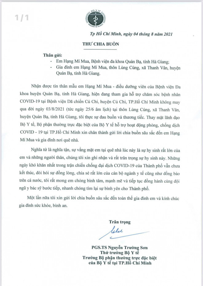 Xúc động lá thư của Thứ trưởng Bộ Y tế gửi điều dưỡng chống dịch không thể về chịu tang mẹ - 3