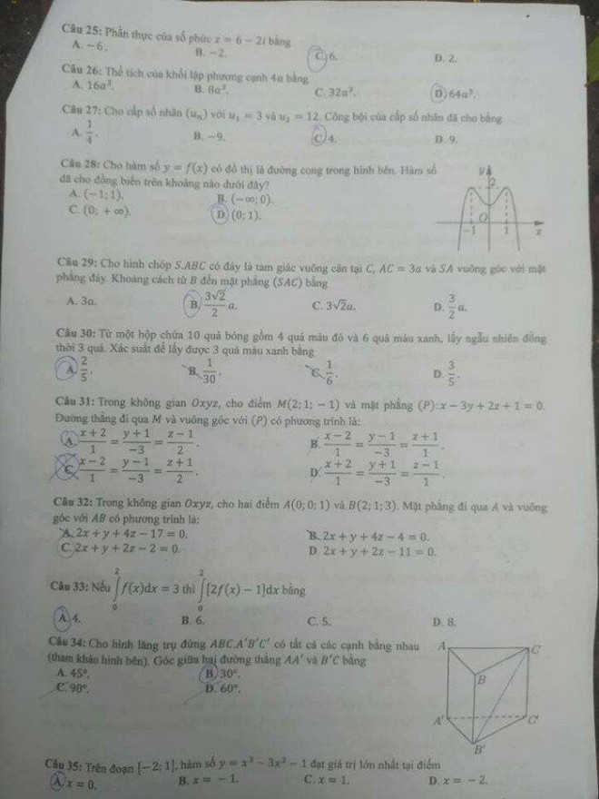 Đề thi, đáp án môn Toán tốt nghiệp THPT 2021 đợt 2 - 11