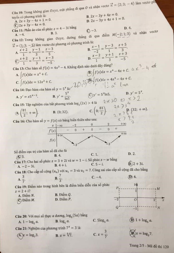 Đề thi, đáp án môn Toán tốt nghiệp THPT 2021 đợt 2 - 4