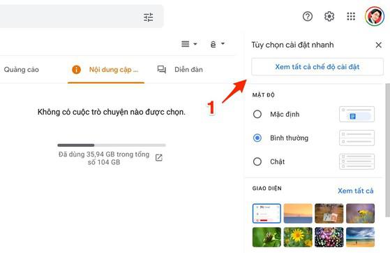 Truy cập vào phần cài đặt Gmail. Ảnh: MINH HOÀNG