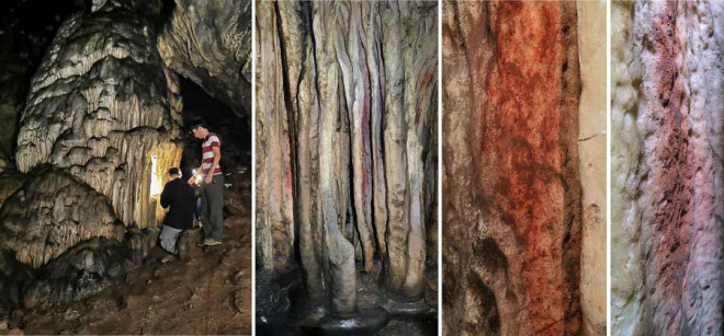 Một số khu vực có tranh tường trong hang động Neanderthals - Ảnh từ nhóm nghiên cứu