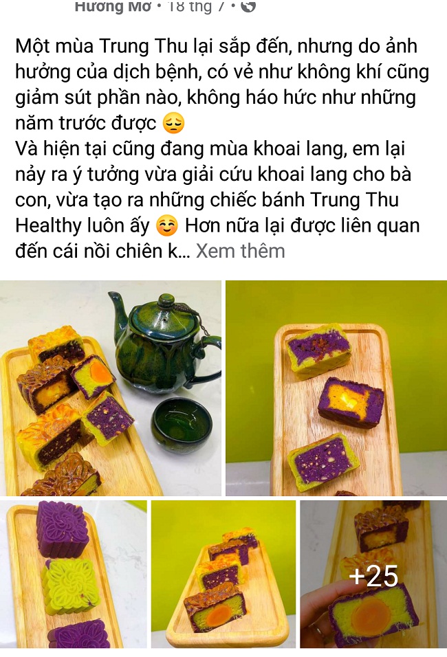 Bánh trung thu nhân khoai lang cho màu sắc bắt mắt