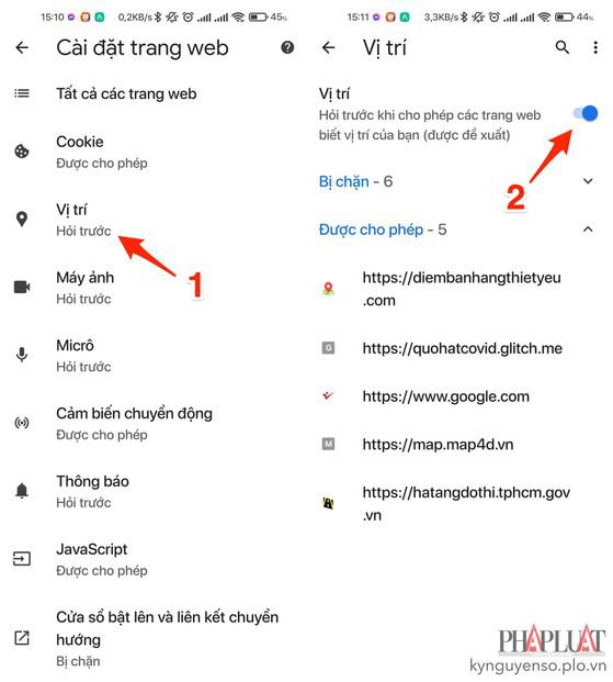 Tắt tính năng chia sẻ vị trí trên Google Chrome. Ảnh: MINH HOÀNG