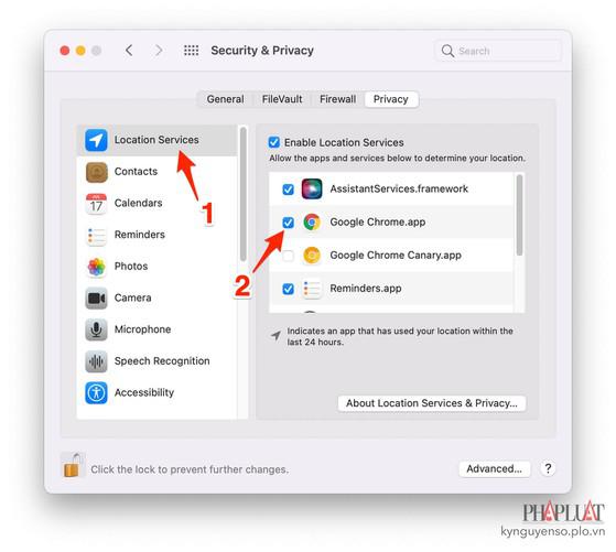 Ngừng chia sẻ vị trí với Google Chrome trên macOS. Ảnh: MINH HOÀNG