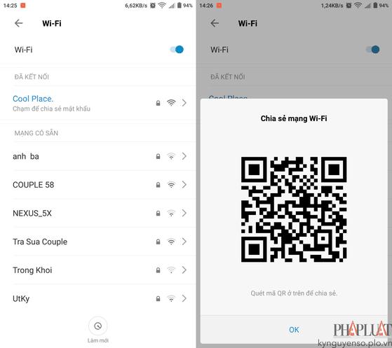 Chia sẻ WiFi bằng QR Code. Ảnh: MINH HOÀNG