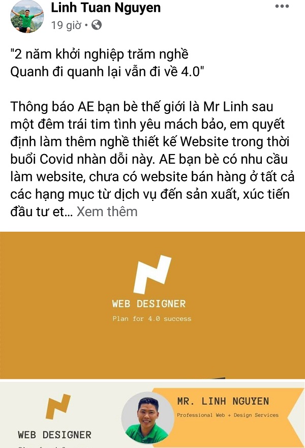 Không chịu ngồi yên, anh Linh làm đủ công việc trong những ngày công việc chính gián đoạn