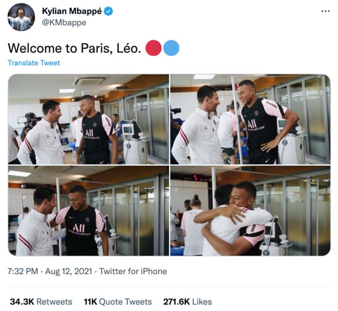 Động thái chào đón Messi của Mbappe