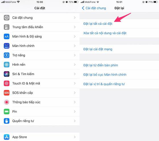 Đặt lại tất cả cài đặt trên iPhone. Ảnh: MINH HOÀNG