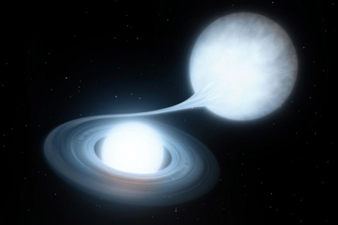 Hai ngôi sao lùn trắng "nuốt nhau" - Ảnh đồ họa từ Caltech