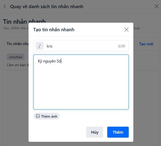 Cách tạo các tin nhắn trả lời nhanh trên Zalo. Ảnh: MINH HOÀNG