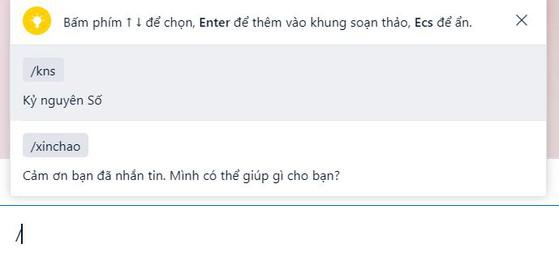 Trả lời nhanh bằng cách gõ nút /. Ảnh: MINH HOÀNG