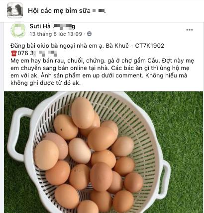 Một bài đăng "giải cứu" trứng được đăng tải trong nhóm cộng đồng cư dân CT7 được chị Thúy ghi lại. Ảnh: NVCC