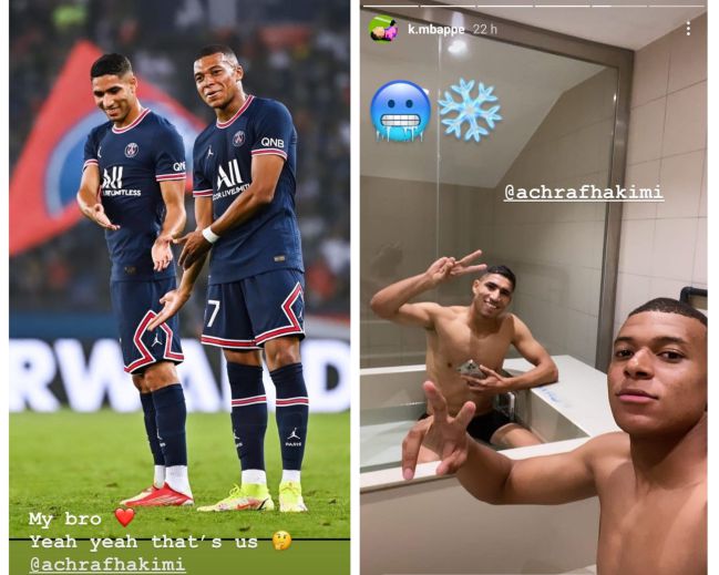 Sự thân thiết của Mbappe và Hakimi