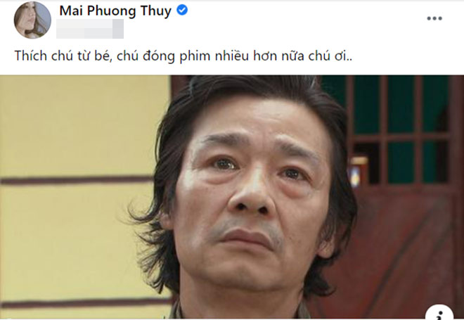Mai Phương Thúy thể hiện tình cảm mến mộ tài năng diễn xuất của nghệ sĩ Võ Hoài Nam