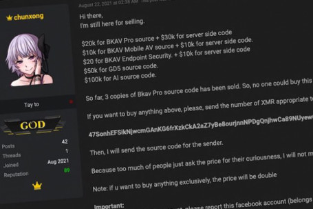 Vụ lộ mã nguồn BKAV Pro của CEO Nguyễn Tử Quảng: Hacker đã kiếm hơn 1,3 tỉ?