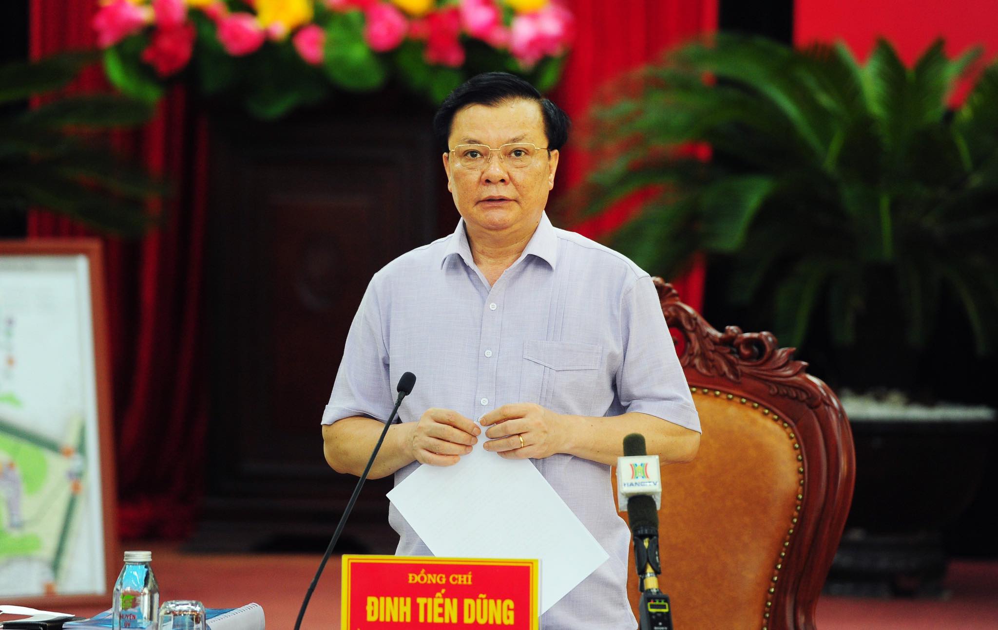Bí thư Thành uỷ Hà Nội Đinh Tiến Dũng phát biểu tại buổi làm việc với Ban Thường vụ Huyện uỷ Thanh Trì