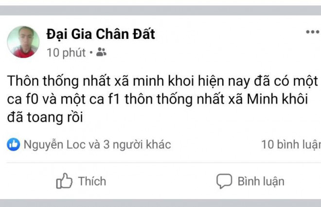 Thông tin đăng tải sai sự thật của "Đại gia chân đất" - Ảnh: Công an Thanh Hóa