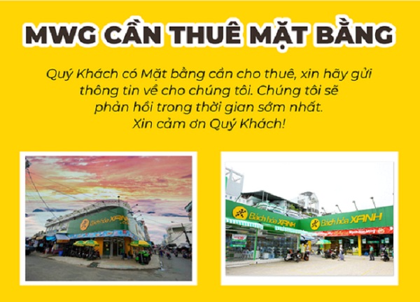 MWG thông báo tìm thuê mặt bằng mới để phục vụ hoạt động mở rộng kinh doanh