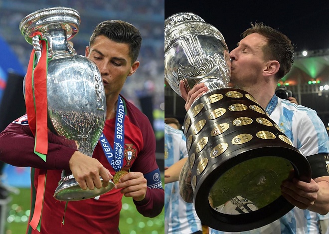 Ronaldo và Messi vô địch cấp độ ĐTQG cùng ngày 10/7