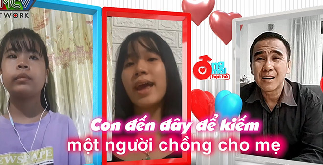 Mở đầu cuộc trò chuyện, sự xuất hiện của Ngọc Bích (13 tuổi) - con gái anh Sơn và My (13 tuổi) - con gái chị Sương với mong muốn tìm "người mới" cho bố, mẹ khiến&nbsp;ông mối xúc động thốt lên rằng: "Chưa có chương trình nào mà hai đứa nhỏ đi kiếm người yêu cho ba, mẹ. Thương hết sức".