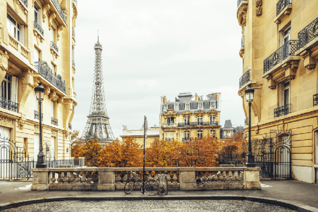 Paris - Pháp: Hãy ghé thăm Paris vào mùa thu vì đây là địa điểm hoàn hảo để ngắm những tán lá thay màu tuyệt đẹp. Nhớ ghé thăm công viên Montmartre và Les Tuileries bên cạnh&nbsp;tháp Eiffel để ngắm những sắc màu mùa thu đẹp nhất.&nbsp;
