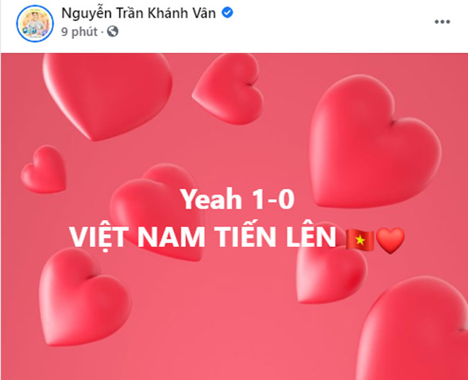 Hoa hậu Khánh Vân cũng hô vang bàn&nbsp;thắng của đội tuyển VN