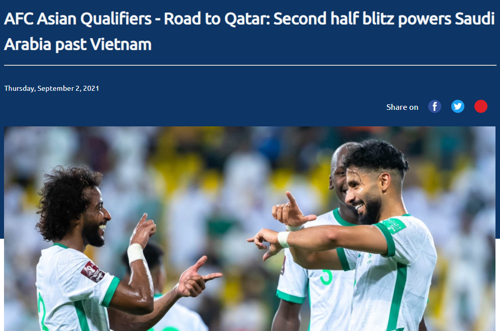 Trang chủ AFC nói về trận Saudi Arabia - Việt Nam