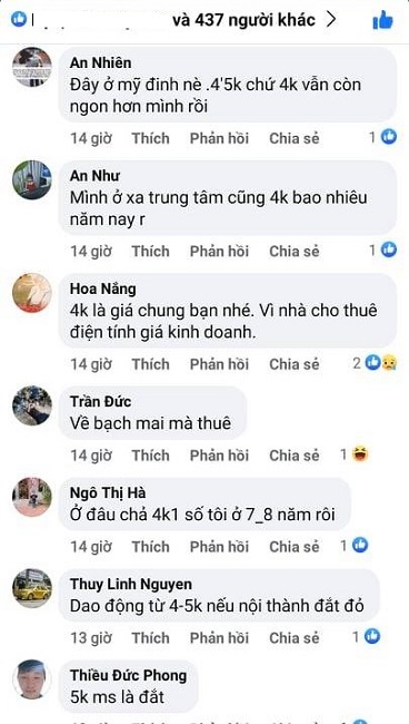 Bài viết của chị Huệ thu hút hàng nghìn lượt bình luận và chia sẻ về giá điện. (Ảnh chụp màn hình).