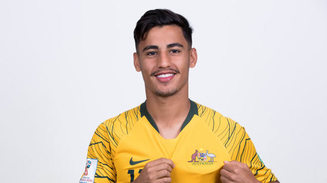 Tiền vệ tấn công Daniel Arzani của ĐT Australia hiện vẫn thuộc biên chế Man City