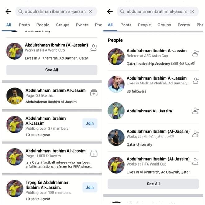 Rất nhiều tài khoản Facebook giả mạo trọng tài AI-Jassim.