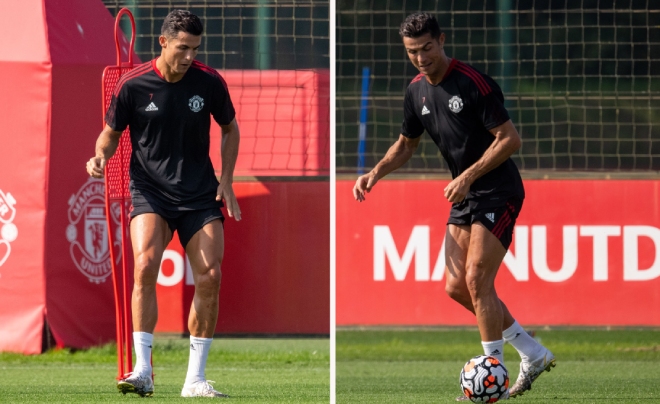 CR7 không quá xa lạ sân bãi ở trung tâm huấn luyện Carrington sau quãng thời gian 6 năm gắn bó với MU (2003-2009)