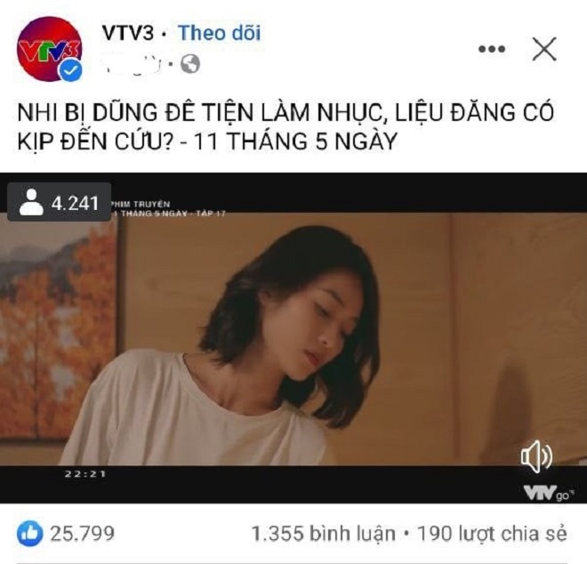 Fanpage VTV3 chia sẻ phân cảnh gay cấn trong phim "11 tháng 5 ngày"