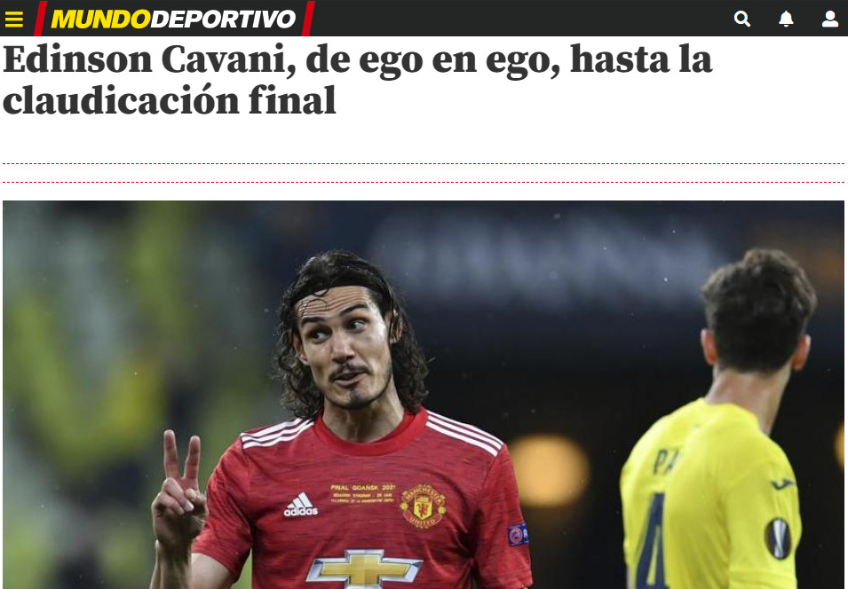 Bài viết về Cavani trên tờ Mundo Deportivo