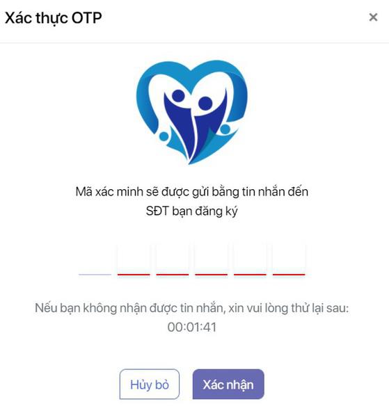 Hệ thống gửi mã OTP xác nhận. Ảnh: MINH HOÀNG