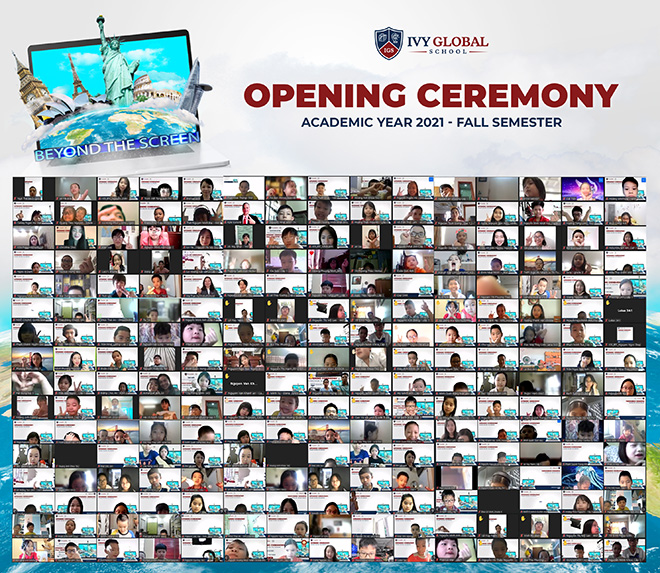 Các thầy cô và học sinh của Ivy Global School cùng ghi lại khoảnh khắc mừng năm học mới