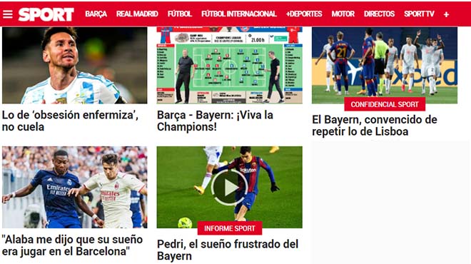 Sport, trang báo thân Barcelona xếp đội nhà ở "cửa dưới" so với Bayern
