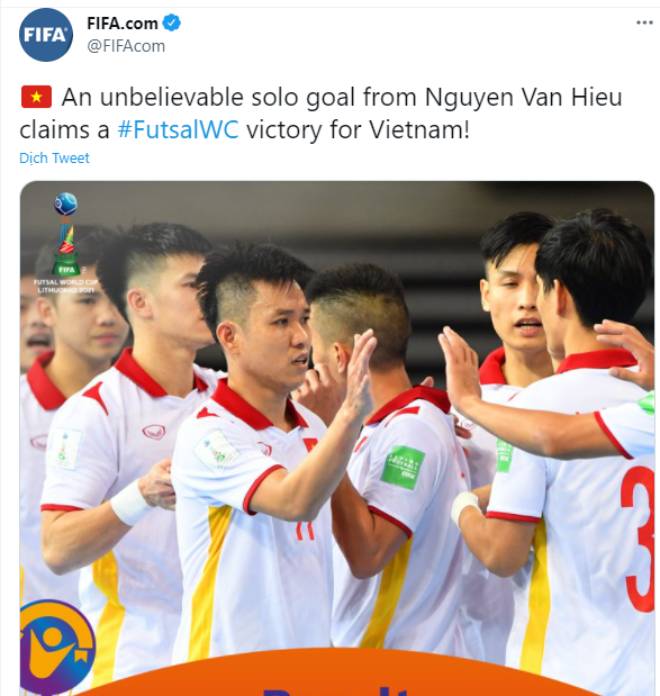 FIFA hết lời ca ngợi Văn Hiếu và thủ môn Hồ Văn Ý sau trận thắng của ĐT futsal Việt Nam