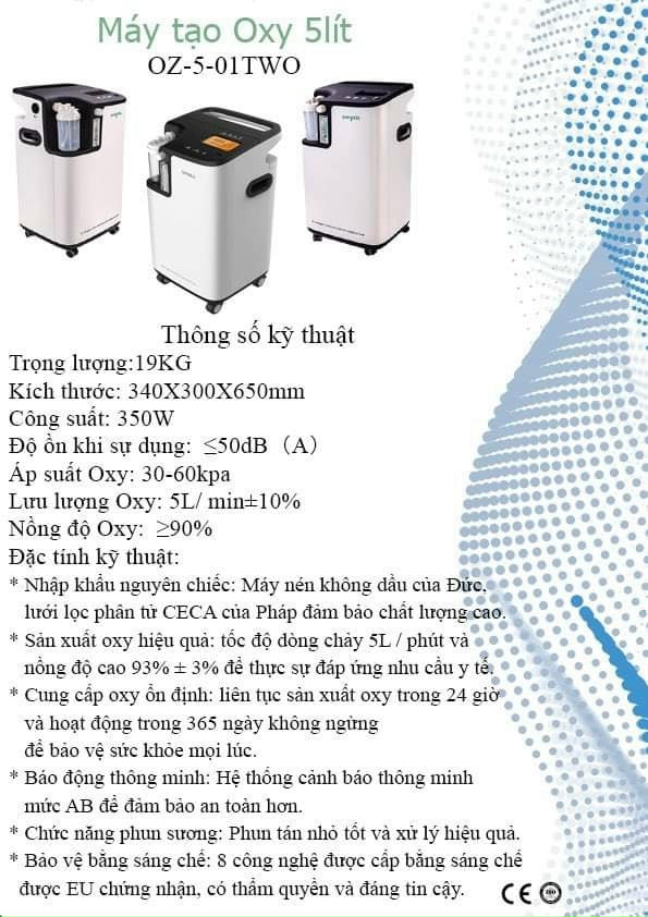 Thông số của chiếc máy tạo oxy y tế&nbsp;có thể dùng trong công tác điều trị bệnh nhân suy hô hấp