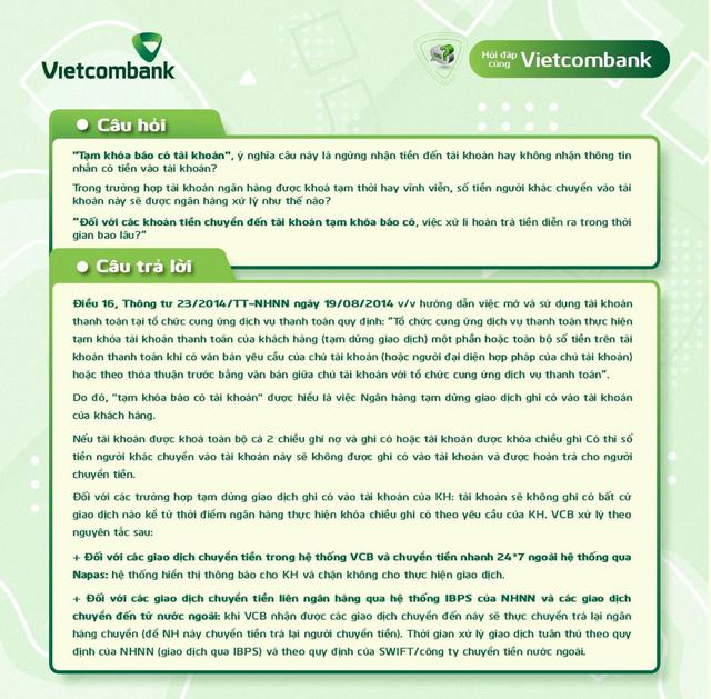 Thông báo của Vietcombank trên Fanpage.
