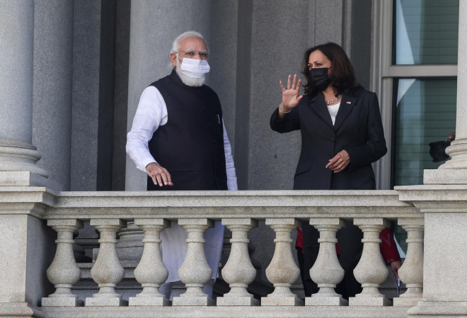 Phó Tổng thống Mỹ Kamala Harris tiếp Thủ tướng Ấn Độ Narendra Modi tại Nhà Trắng hôm 23-9. Ảnh: Reuters