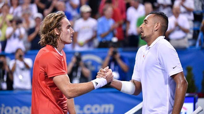 Stefanos Tsitsipas (trái) chưa từng thắng trong 2 lần gặp Nick Kyrgios trước đây